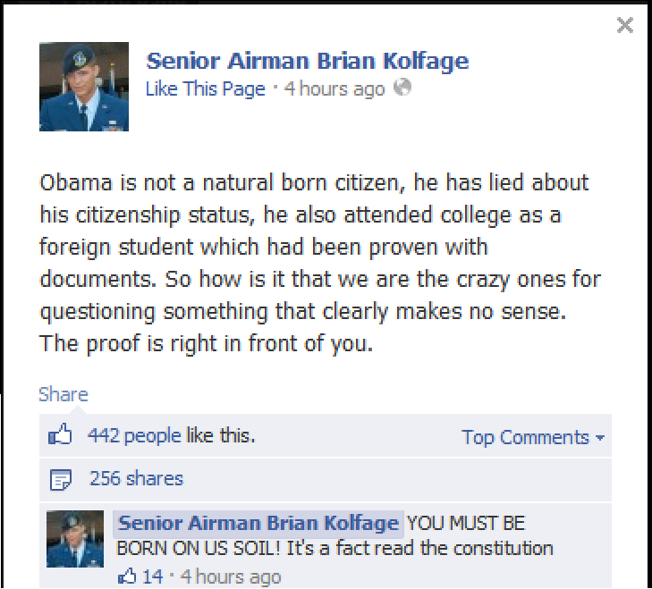 kolfage birther comments